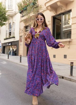 Vestido Boho Morado Estampado