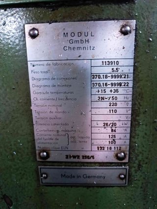 TALLADORA ENGRANAJES MODUL ZFWZ 250/5