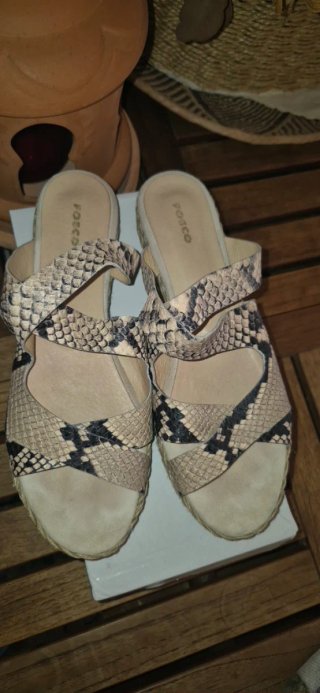 Sandalias Fosco Piel Talla 40 Beige Multicolor
