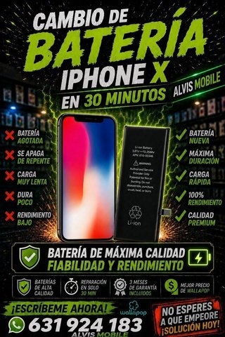 ⭐ Cambio Batería iPhone X – 29€ | 30 MIN