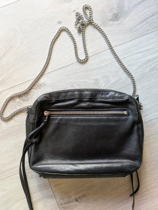 Bolso AllSaints Piel Negro Cadena Plata