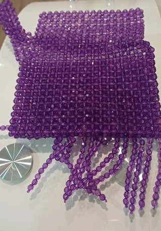 Bolso de Fiesta Morado con Abalorios