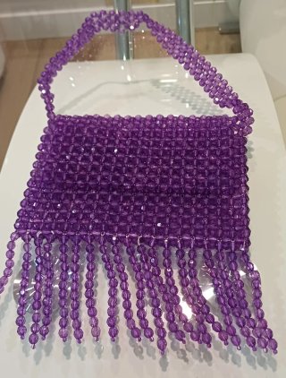 Bolso de Fiesta Morado con Abalorios