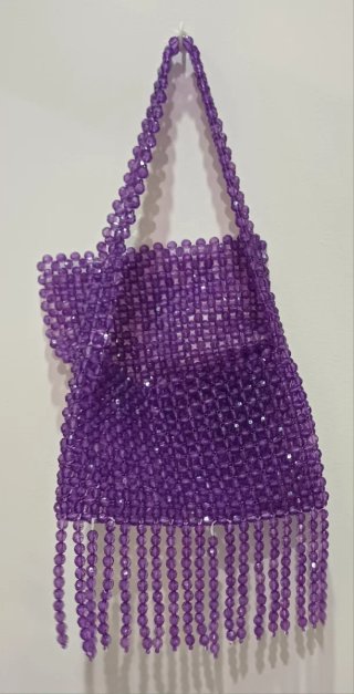 Bolso de Fiesta Morado con Abalorios