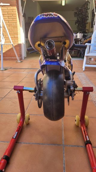 Mini moto infantil azul y blanca