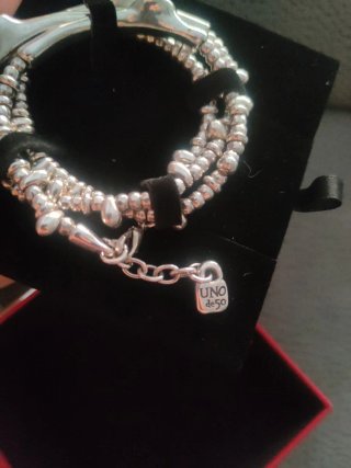 Pulsera Plata Diseño Huesos y Bolas