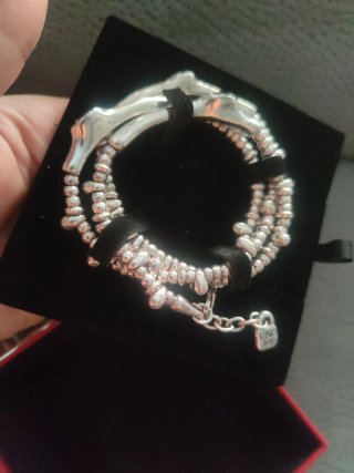 Pulsera Plata Diseño Huesos y Bolas