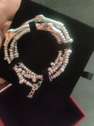 Pulsera Plata Diseño Huesos y Bolas