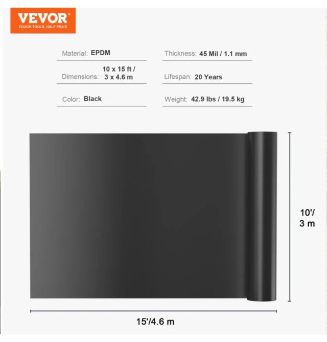 Revestimiento para Estanque VEVOR EPDM 3x4.6m