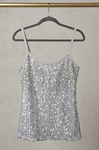 Camiseta tirantes lentejuelas plata