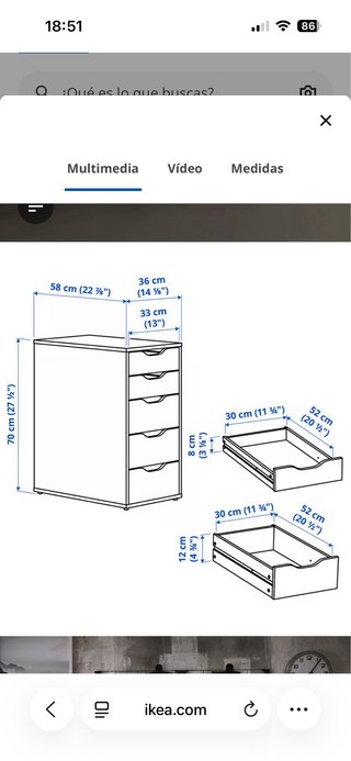 Cajonera Alex Ikea 5 Cajones Marrón