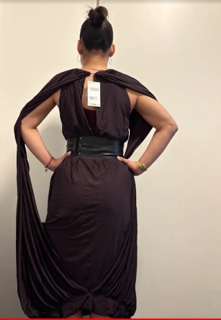 Vestido capa Zara Talla Única Granate