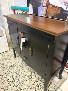 Mueble Auxiliar de Madera Negro y Marrón