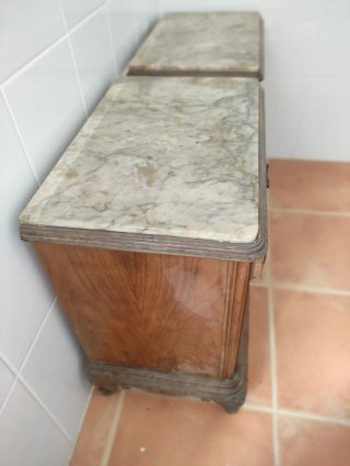Set de 2 Mesillas de Noche de Madera y Mármol