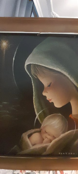 Cuadro Vintage Virgen con Niño