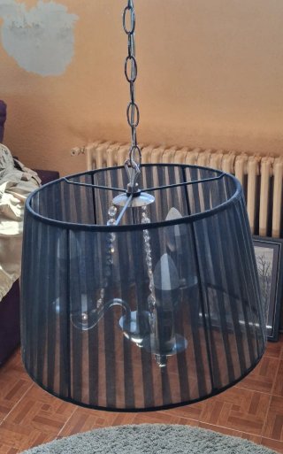 Lámpara de techo tela y cristal