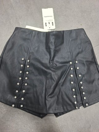 Falda pantalón de polipiel negra Vincetto