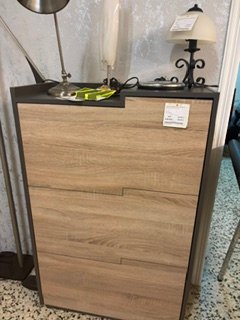 Mueble con cajones madera y gris