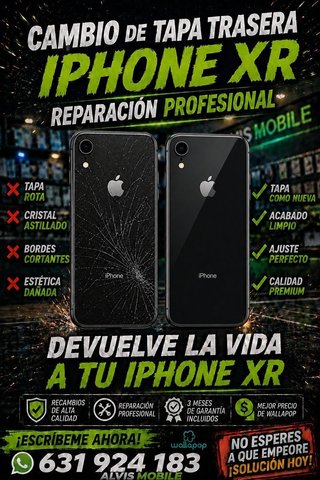 ⭐ Cambio Tapa Trasera iPhone XR – 49€ | 2H