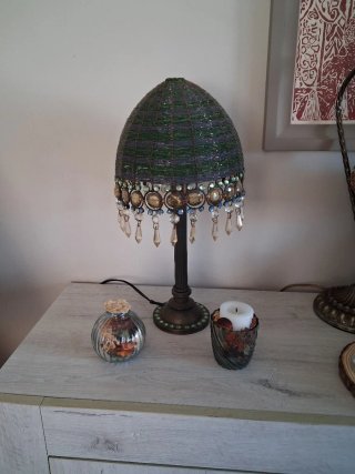 Lámpara Sobremesa Vidrio y Metal
