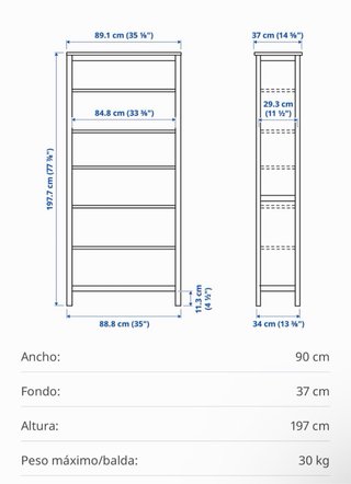 Librería Estantería Ikea Blanca Madera Hemnes