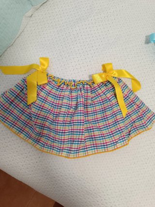 Falda niña cuadros con lazos amarillos