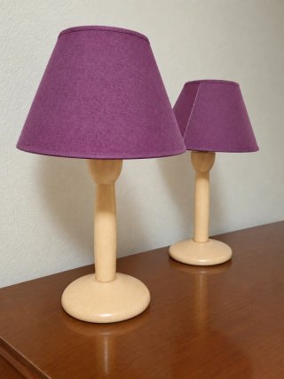 Juego 2 Lámparas Mesa Morado/Beige Y lámpara techo