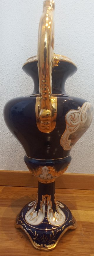 Jarrón de Porcelana Azul Cobalto y Oro