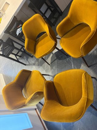4 Sillas/Butacas Salón Terciopelo Amarillo