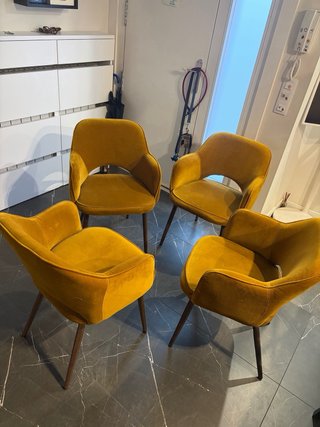 4 Sillas/Butacas Salón Terciopelo Amarillo