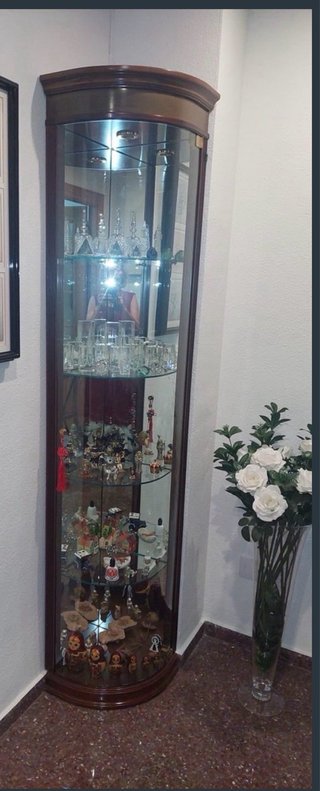 Vitrina de Esquina de Madera y Cristal