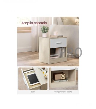 Mesita de Noche, Mesa Auxiliar con Cajón