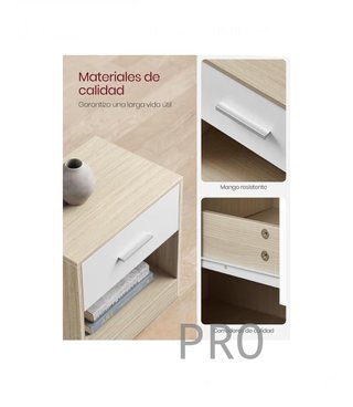 Mesita de Noche, Mesa Auxiliar con Cajón