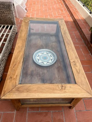 Mesa de Centro de Madera y Cristal