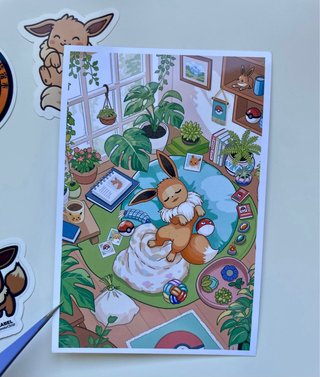 Mini póster y pegatinas Eevee
