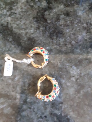 Pendientes Vintage Dorados Piedras multicolor