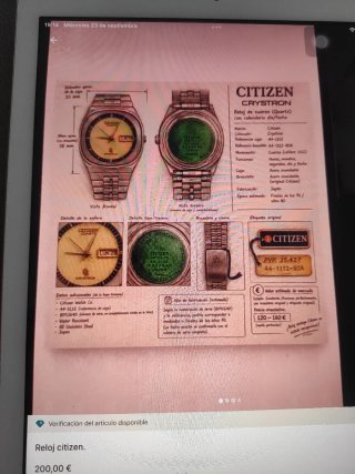 Reloj Citizen Crystron dorado y Plata Negociable.