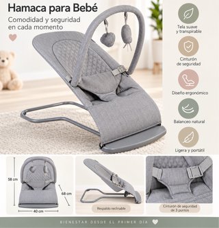Hamaca Mecedora para Bebé Gris