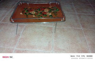 Bandeja vintage floral metal y plástico