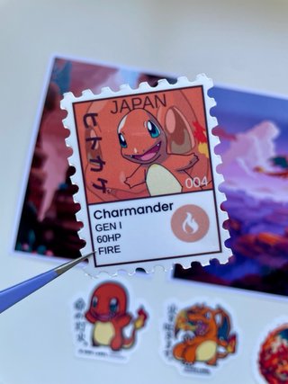 Mini pósters y pegatinas Charmander y Charizard