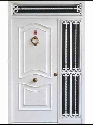 Puerta de entrada de hierro blanca con fijo y fijo