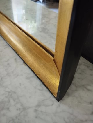 Espejo Antiguo Madera y Cristal Dorado