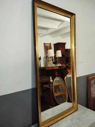 Espejo Antiguo Madera y Cristal Dorado