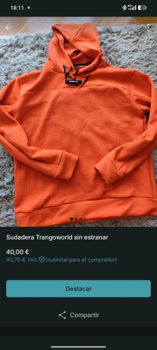 Sudadera Trangoworld Naranja Texturizada nueva