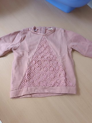 Sudadera niña rosa con encaje
