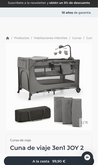 Cuna de viaje plegable kindercraft modelo joy 2