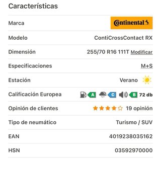 Neumático Continental CrossContact 255/70 R16
