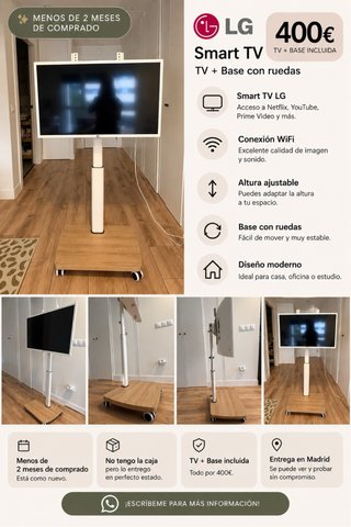 Smart TV LG 32 pulgadas con soporte móvil