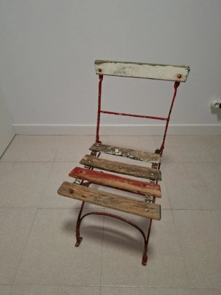 Silla Vintage Plegable de Madera y Metal
