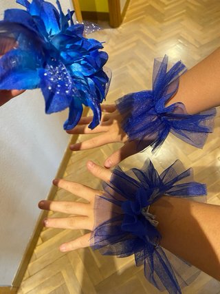 Tutú de ballet azul con detalles bordados